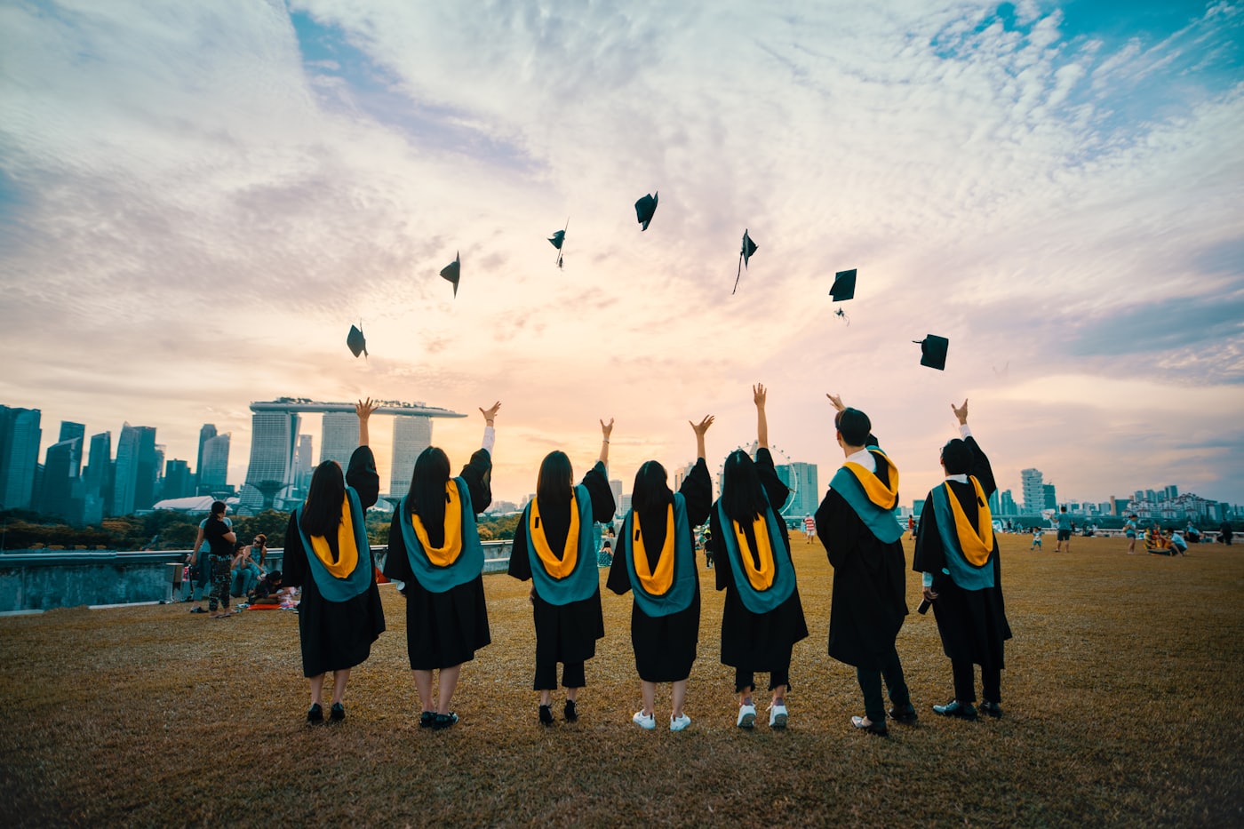 Students celebrating graduation